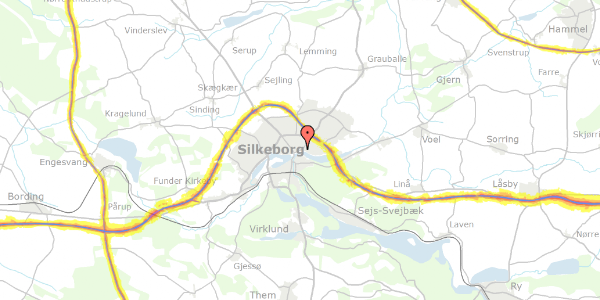 Trafikstøjkort på Ansvej 49, st. , 8600 Silkeborg