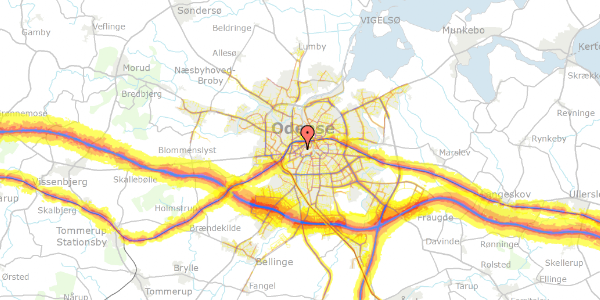 Trafikstøjkort på Odinsgade 33, 5000 Odense C