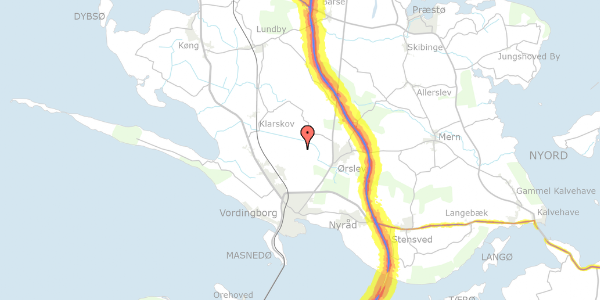 Trafikstøjkort på Mosegårdsvej 10, 4760 Vordingborg