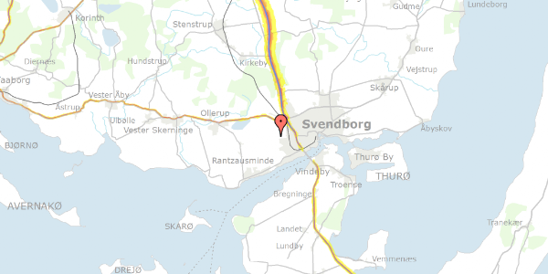 Trafikstøjkort på Rønnows Gader 12A, 1. th, 5700 Svendborg