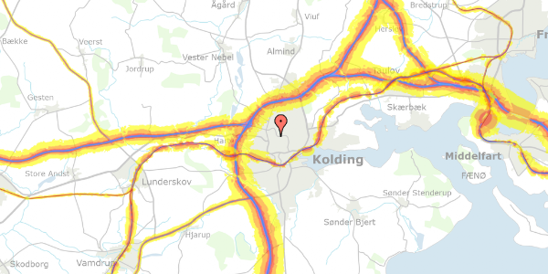 Trafikstøjkort på H.C. Ørsteds Vej 16, 6000 Kolding