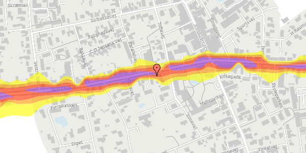 Trafikstøjkort på Vestergade 15, 9460 Brovst