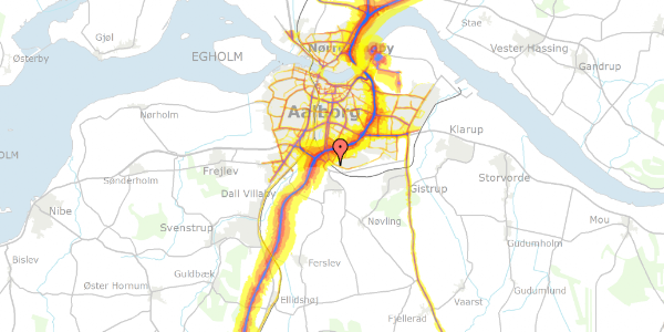 Trafikstøjkort på Indkilde Alle 70, 9210 Aalborg SØ