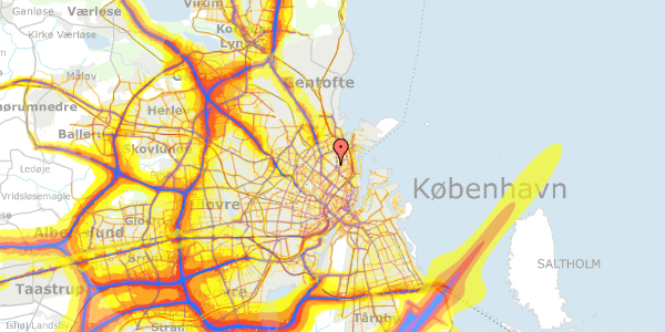 Trafikstøjkort på Øster Allé 25A, 2100 København Ø