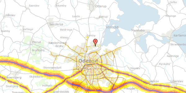 Trafikstøjkort på Hedelundhegnet 1, 5270 Odense N