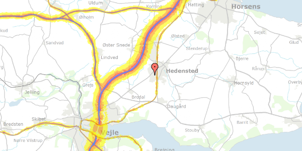 Trafikstøjkort på Vejlevej 23B, 8722 Hedensted