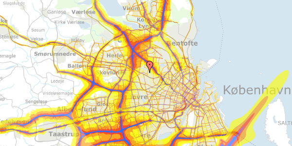 Trafikstøjkort på Sortspættegangen 33, 2700 Brønshøj