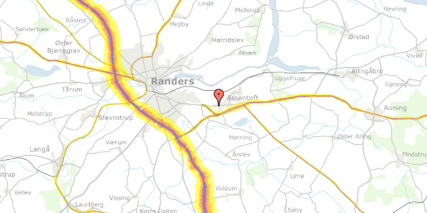 Trafikstøjkort på Gyldenlundsvej 12, 8960 Randers SØ