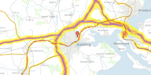 Trafikstøjkort på Bramdrupskovvej 22G, 2. 203, 6000 Kolding