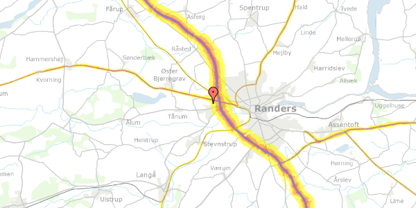 Trafikstøjkort på Overvænget 42, 8920 Randers NV