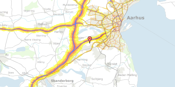 Trafikstøjkort på Kildeagervænget 279, 8361 Hasselager