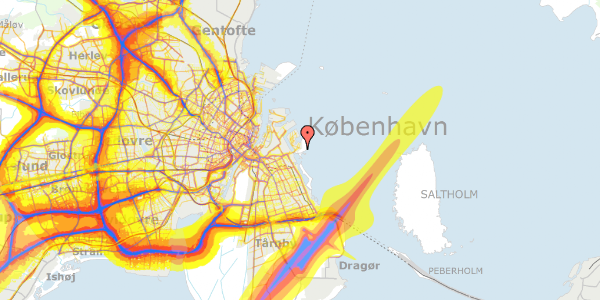 Trafikstøjkort på Fyrtårnvej 32, 2300 København S