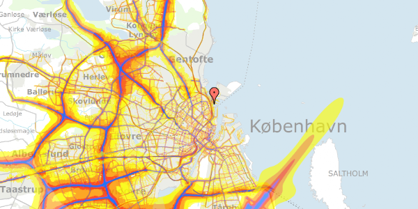 Trafikstøjkort på Hjørringgade 23, 3. , 2100 København Ø