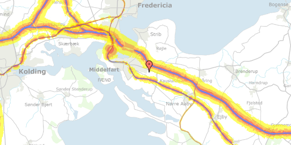 Trafikstøjkort på Rønnebærgrenen 60, 5500 Middelfart