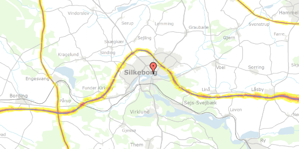 Trafikstøjkort på Sølystvej 34, 1. , 8600 Silkeborg