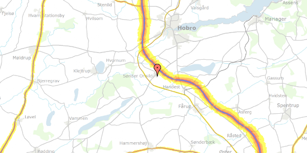 Trafikstøjkort på Friggsvej 7, 9500 Hobro