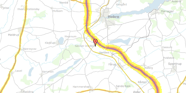 Trafikstøjkort på Friggsvej 33, 9500 Hobro