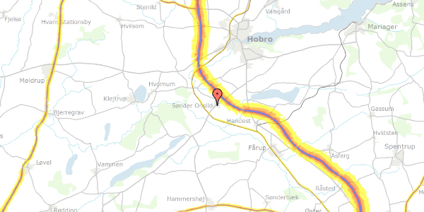 Trafikstøjkort på Friggsvej 76, 9500 Hobro