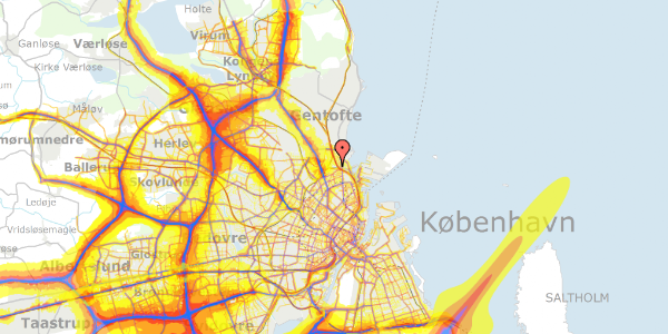 Trafikstøjkort på Svanemøllens Kaserne 91, 2100 København Ø