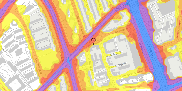 Trafikstøjkort på Haraldsgade 70, 2. , 2100 København Ø