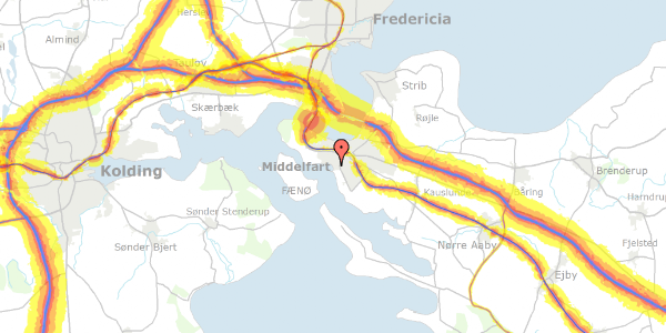 Trafikstøjkort på Østre Hougvej 104, 5500 Middelfart