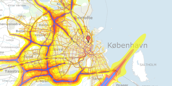 Trafikstøjkort på Sortedam Dossering 53B, kl. , 2100 København Ø