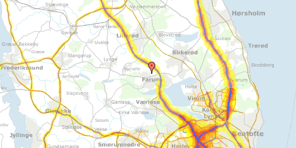 Trafikstøjkort på Korsbjergvænge 16, 3520 Farum