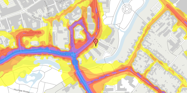 Trafikstøjkort på Klosterbakken 20A, 1. th, 5000 Odense C