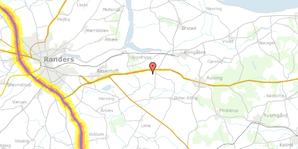 Trafikstøjkort på Virringmark 7, 8960 Randers SØ