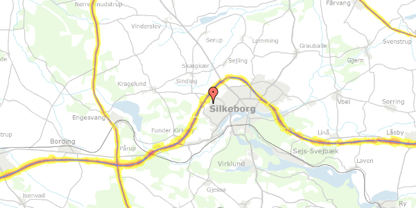 Trafikstøjkort på Buskelundengen 65, 8600 Silkeborg