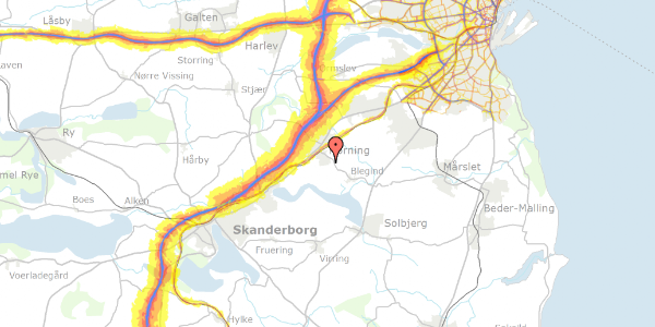 Trafikstøjkort på Østergårds Alle 134, 8362 Hørning