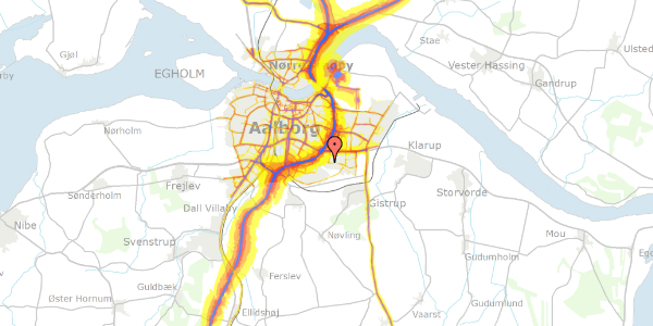 Trafikstøjkort på Marie Curies Alle 8, 1. th, 9220 Aalborg Øst