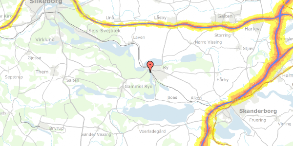 Trafikstøjkort på Rodelundvej 3, 8680 Ry