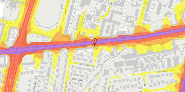 Trafikstøjkort på Peter Bangs Vej 33A, 2000 Frederiksberg