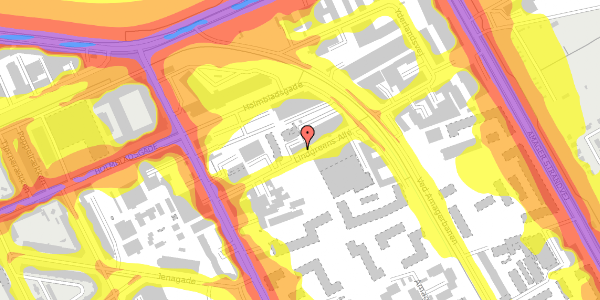 Trafikstøjkort på Lindgreens Allé 7, 4. th, 2300 København S