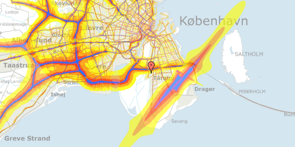 Trafikstøjkort på Robert Jacobsens Vej 10T, 2300 København S