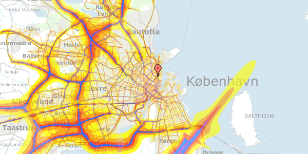 Trafikstøjkort på Hjalmar Brantings Plads 6, st. , 2100 København Ø