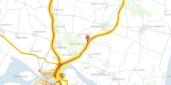 Trafikstøjkort på Hjertegræsvej 16, 9310 Vodskov