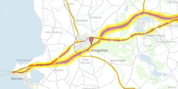 Trafikstøjkort på Fælledvej 11, 4200 Slagelse