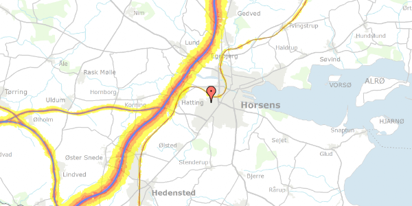 Trafikstøjkort på Kirsebærhegnet 51, 8700 Horsens