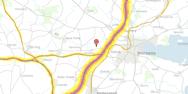 Trafikstøjkort på Korning Nørremark 22A, 8700 Horsens