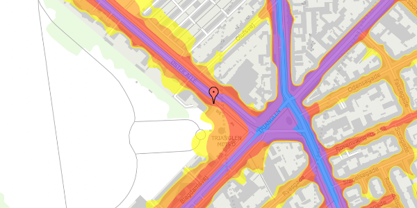 Trafikstøjkort på Øster Allé 1, 1. , 2100 København Ø