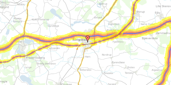 Trafikstøjkort på Harhoffs Alle 1, 4100 Ringsted