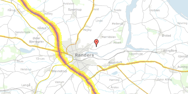 Trafikstøjkort på Ærenprisbakken 10, 8930 Randers NØ