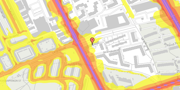 Trafikstøjkort på Lergravsvej 34, 3. th, 2300 København S