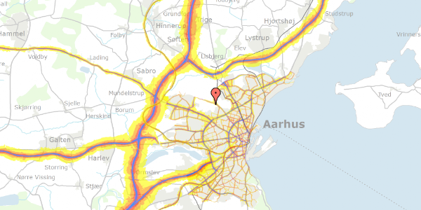 Trafikstøjkort på Haveforeningen Marienlyst 73, 8200 Aarhus N