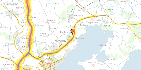 Trafikstøjkort på Løgten Østervej 95, 8541 Skødstrup