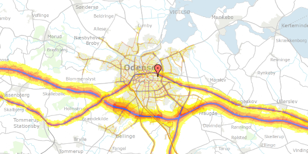 Trafikstøjkort på Vikingevej 11, 5000 Odense C