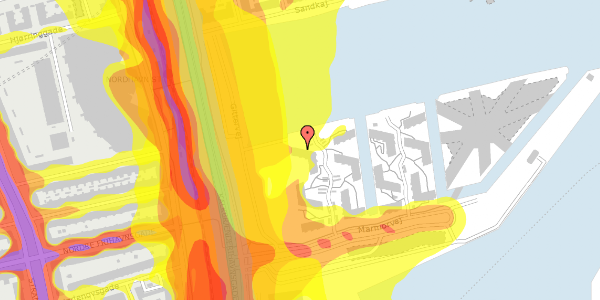 Trafikstøjkort på Marmorvej 11C, st. th, 2100 København Ø