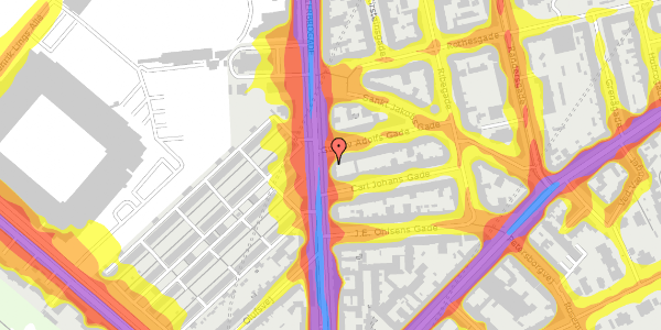 Trafikstøjkort på Østerbrogade 102, 5. th, 2100 København Ø